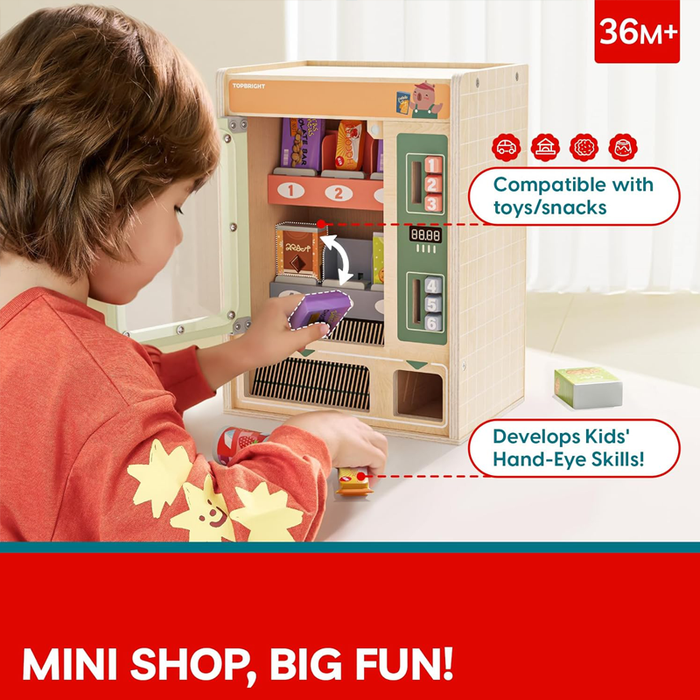 Wooden Vending Machine Set with Snacks