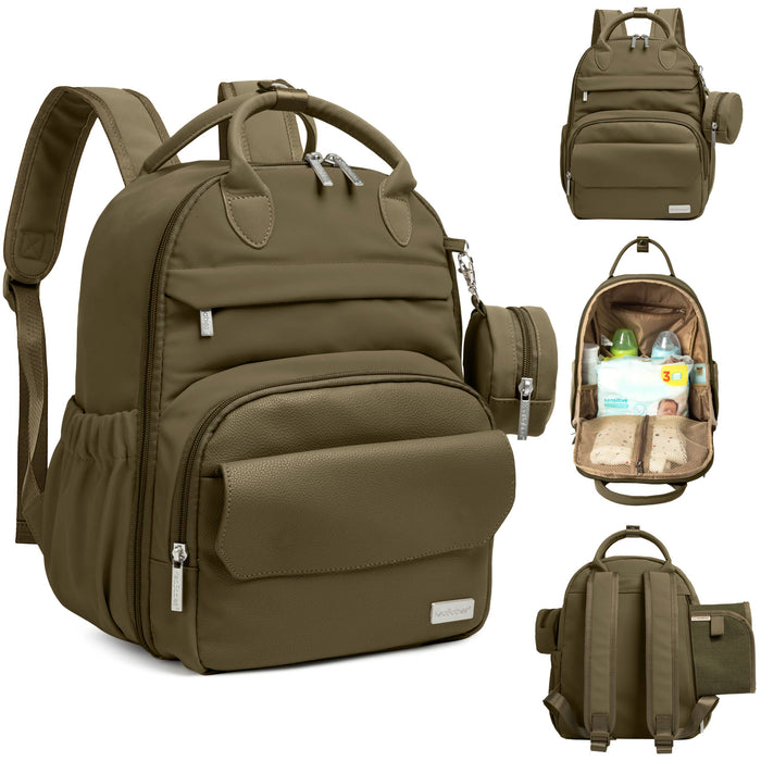 Dark Olive Play Diaper Bag Backpack, Baby Bag with Changing Pad - Nature Baby Outfitter
