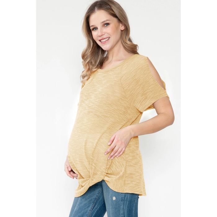 Maternity Front Hem Tie Knotted Basic Top