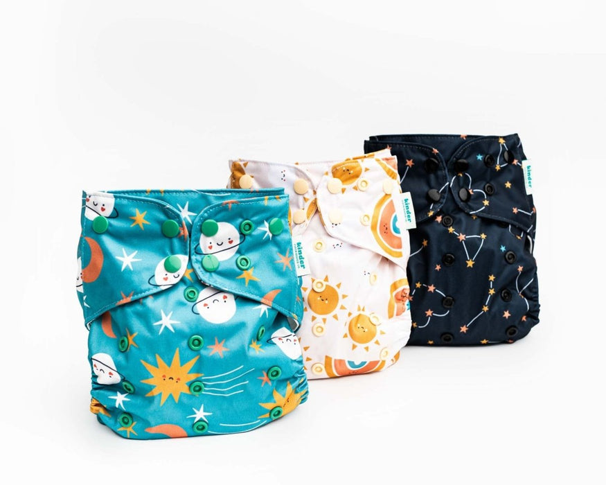 Space and Sky: Essentials Pocket Cloth Diaper with Athletic Wicking Jersey, Grows with your Baby