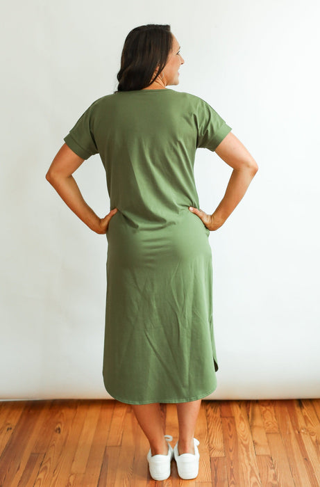 FINAL SALE Invisible Zipper Midi Breastfeeding T-Shirt Dress - Nature Baby Outfitter