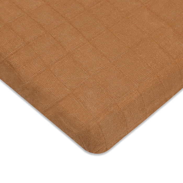 T29533BTS,Babyletto,Burnt Sienna Muslin All-Stages Midi Crib Sheet in GOTS Certified Organic Cotton