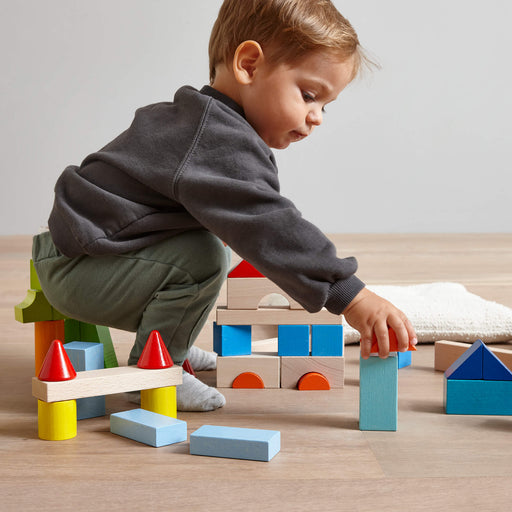 Colored Wooden Building Blocks - 46 Piece Set - Nature Baby Outfitter