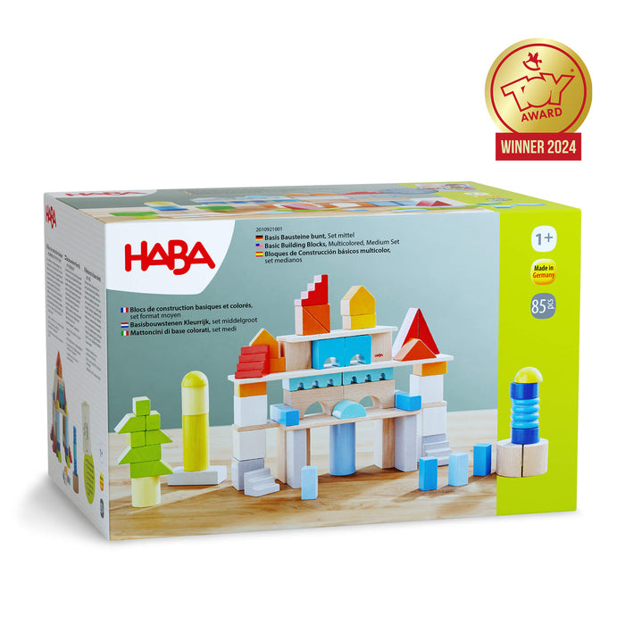 Colored Wooden Building Blocks - 85 Piece Set - Nature Baby Outfitter