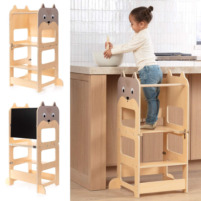 Convertible Toddler Tower - 4-in-1 Montessori Step Stool & Desk