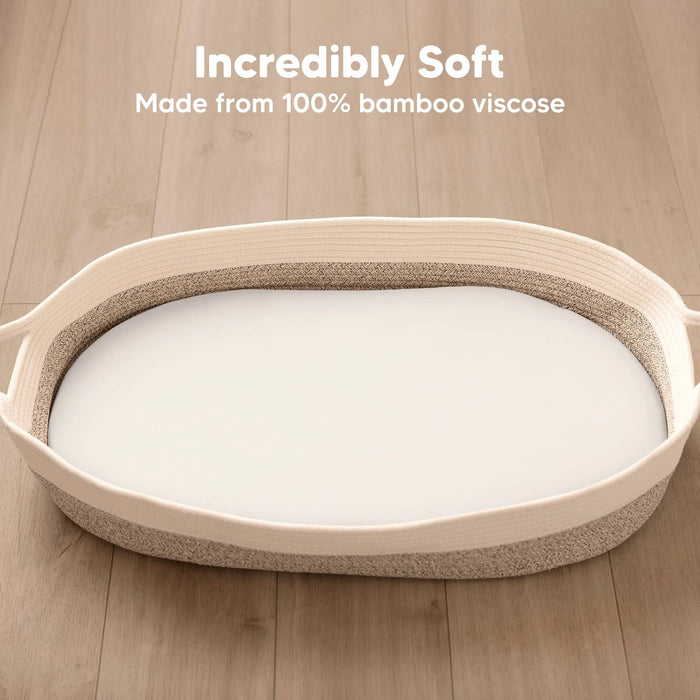 Soft White Isla Bassinet Mattress Sheets Fitted for Baby Girls, Boys - Nature Baby Outfitter