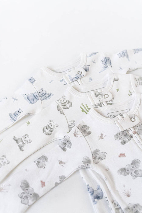 Baby Elephant Organic 2-Way Zipper Footie
