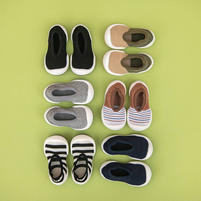 Flat Striped Brown Baby Crib Shoes