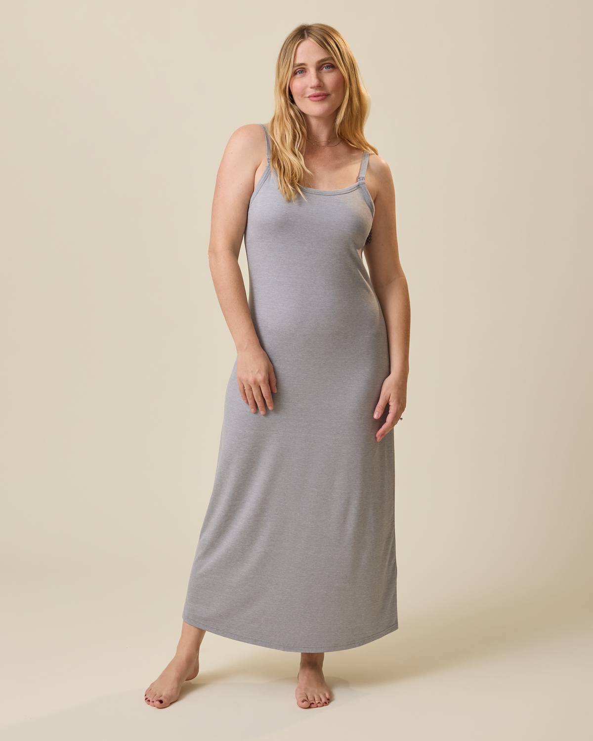 Heather Grey Sunday Maternity & Nursing Maxi Dress Medium