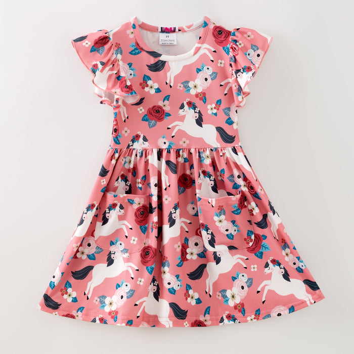 Ponies & Roses Flutter Sleeve Dress