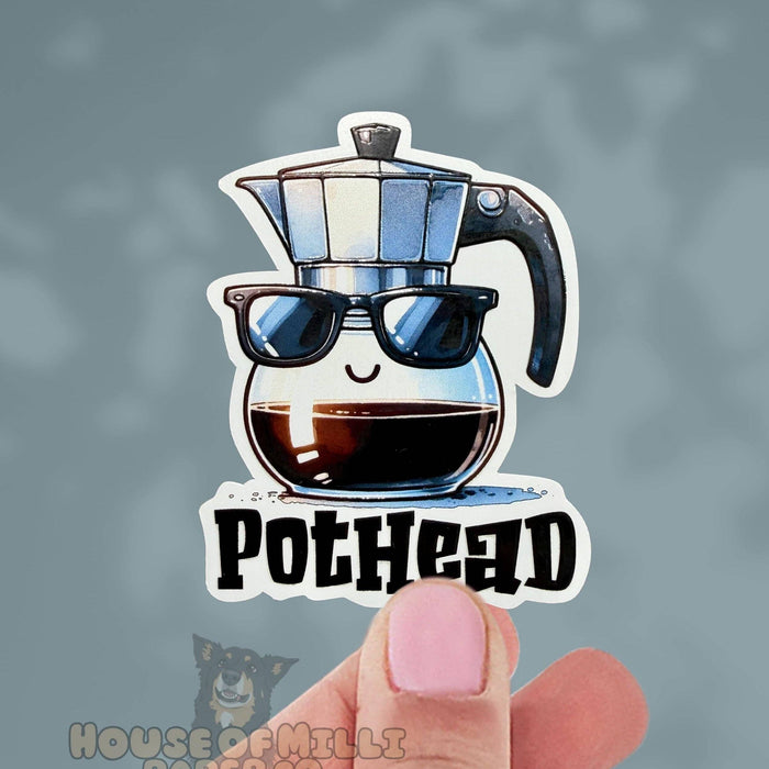 Pothead Coffee Pot Sticker : Sarcastic Pot Head Decal