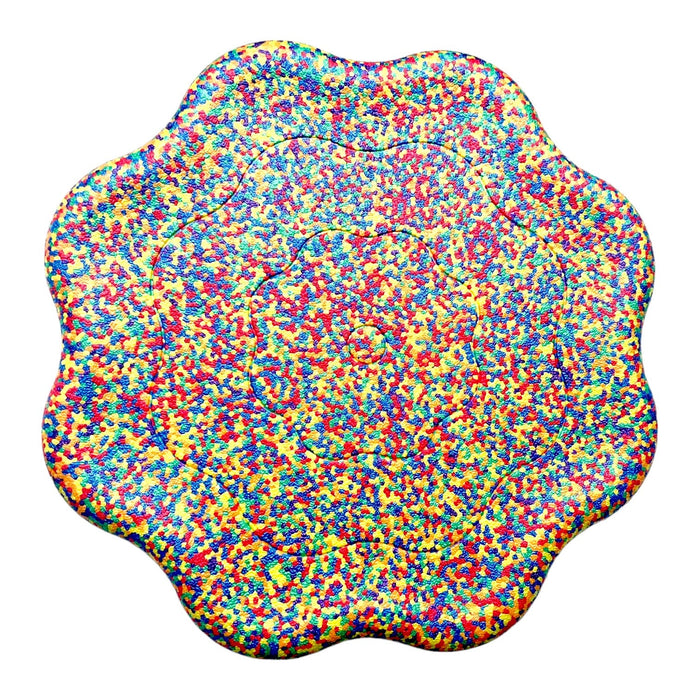 Flower-shaped Balance Board for Stepping Stones in Rainbow Confetti