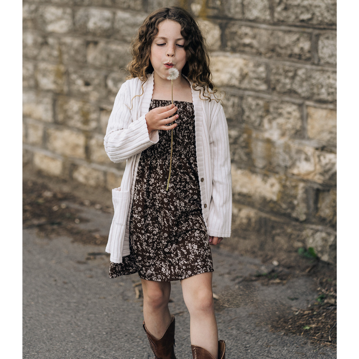 Dainty Floral Brown Dress- Child