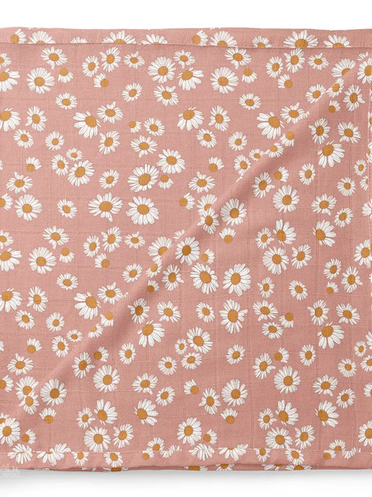 Blush Pink Daisy Muslin Swaddle Blanket