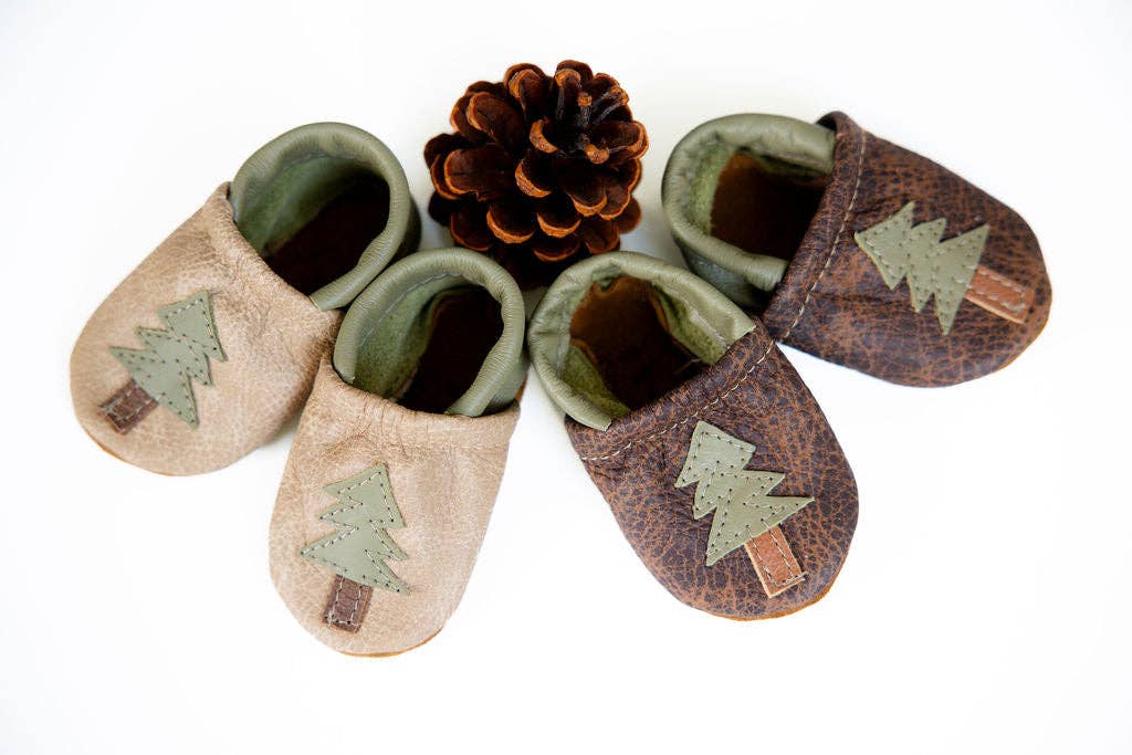 Latte & Sable Pine Fir Trees Leather Shoes  Baby and Toddler