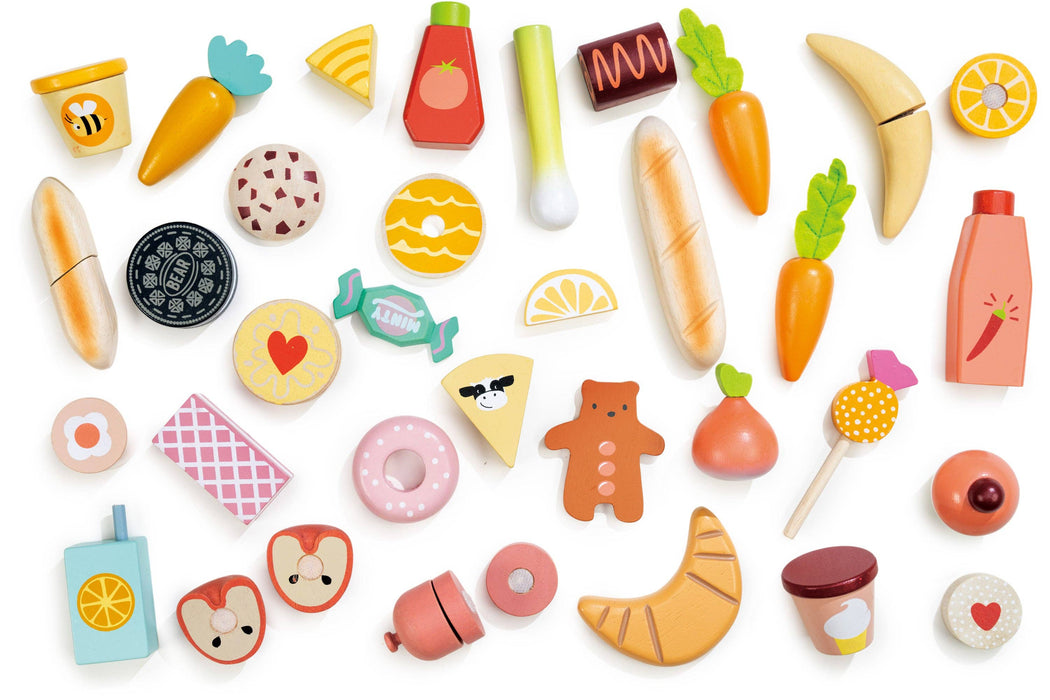 Wooden Bargain Grocery Bag Pretend Play Set
