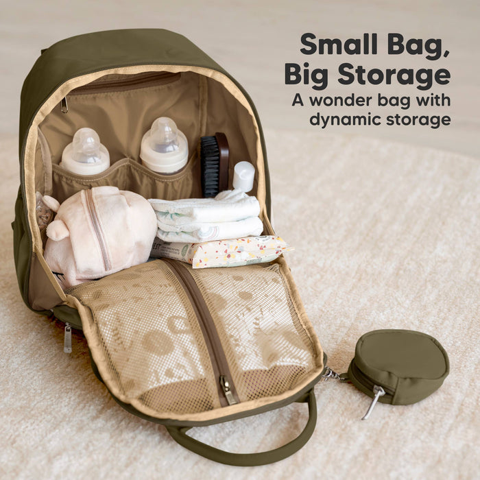 Dark Olive Play Diaper Bag Backpack, Baby Bag with Changing Pad - Nature Baby Outfitter