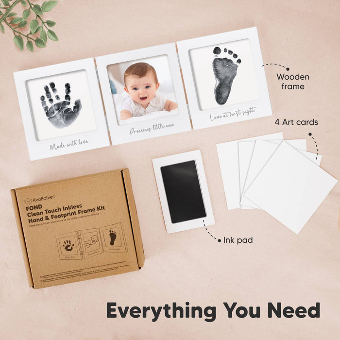 KeaBabies - Fond Inkless Baby Handprint and Footprint Kit, Newborn Gifts: White/Silver