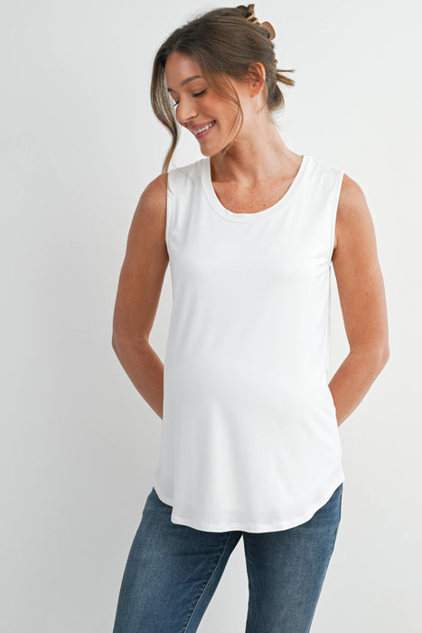 Double Layer Sleeveless Maternity Nursing Knit Tank Top