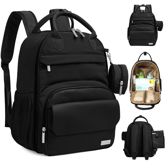 Trendy Black Jumbo Play Diaper Bag Backpack, Baby Bag with Changing Pad - Nature Baby Outfitter