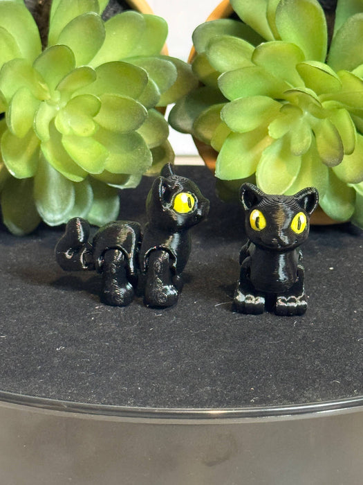Cat (Black) • Mini 3D Printed Articulated Animal • Flexi Animals • Halloween - Nature Baby Outfitter