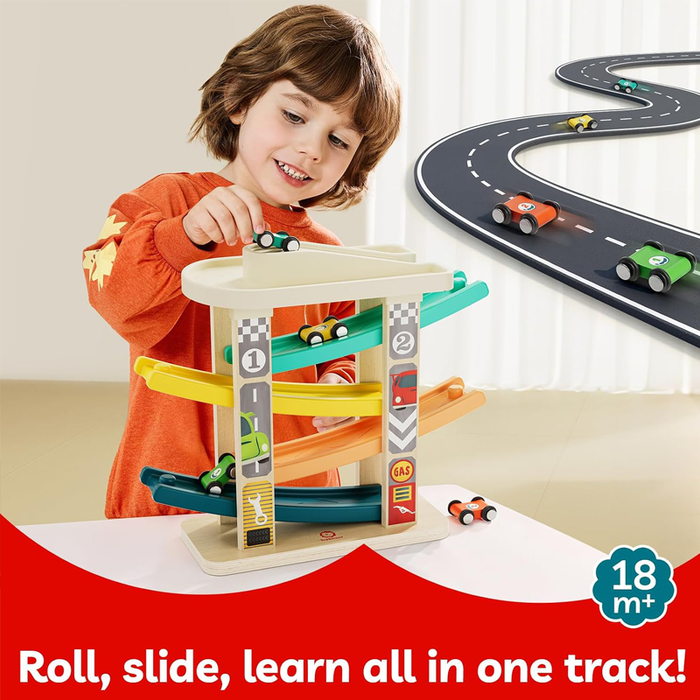 Toddler Wooden Race Track Car Ramp