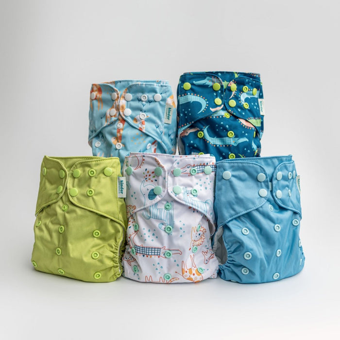 Animals and Insects: Essentials Pocket Cloth Diaper with Athletic Wicking Jersey, Grows with your Baby