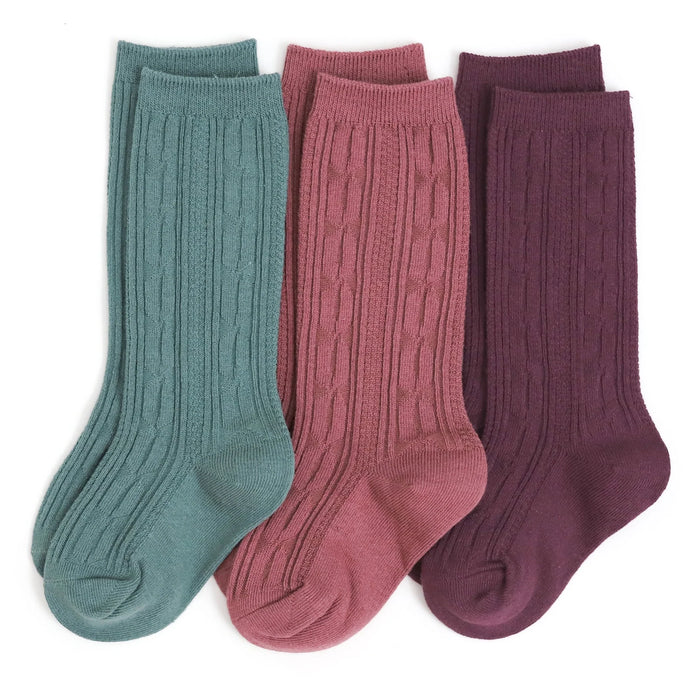 Denali Cable Knit Knee High Socks - 3 Pack