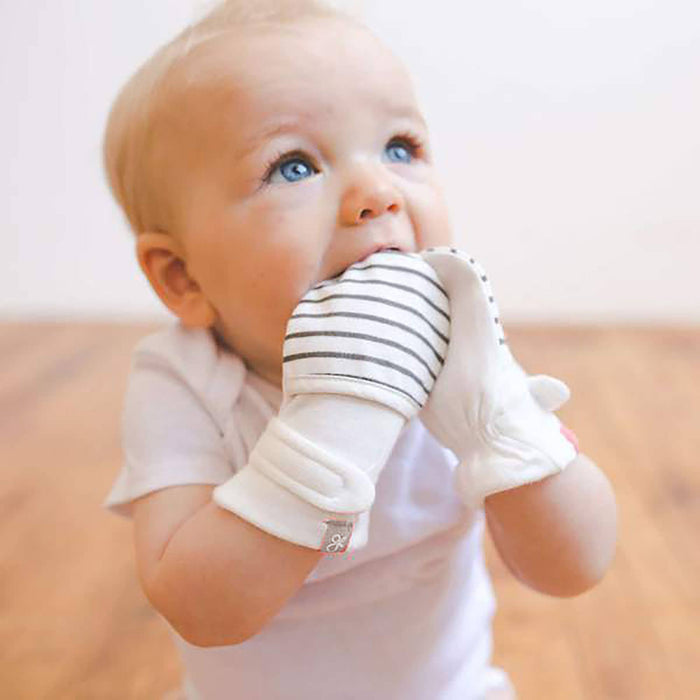 Stripe Gray & Midnight Stay On 2-Pack Baby Mitts
