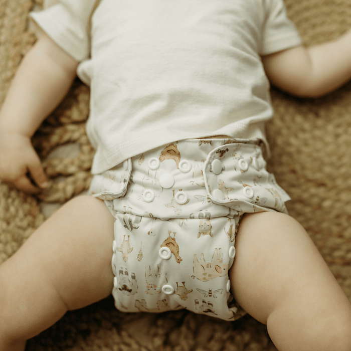 Animals and Insects: Essentials Pocket Cloth Diaper with Athletic Wicking Jersey, Grows with your Baby