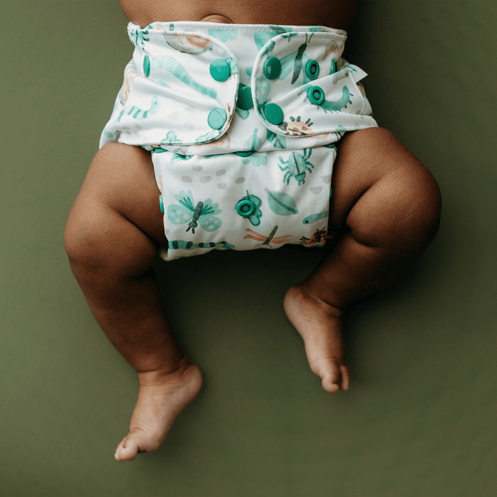 Animals and Insects: Essentials Pocket Cloth Diaper with Athletic Wicking Jersey, Grows with your Baby
