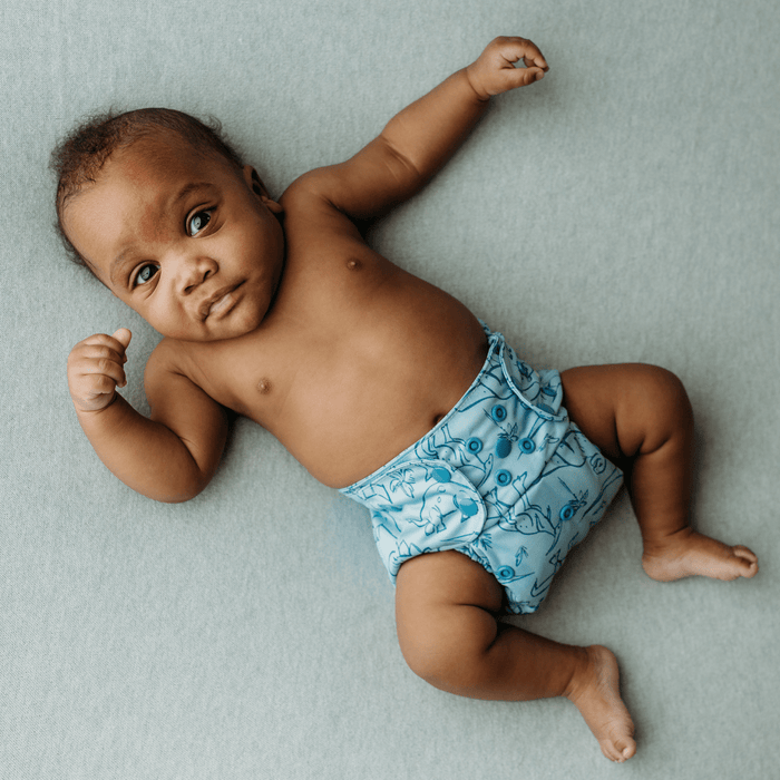 Animals and Insects: Essentials Pocket Cloth Diaper with Athletic Wicking Jersey, Grows with your Baby