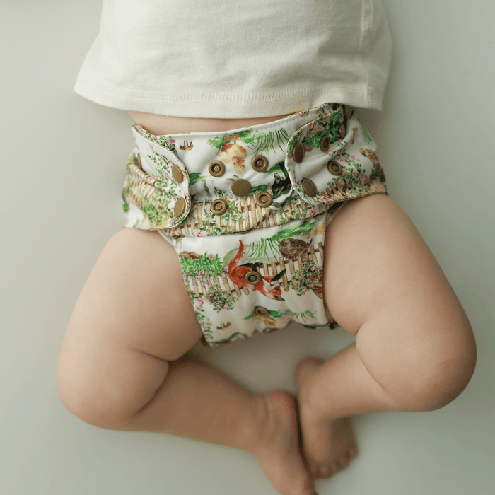 Animals and Insects: Essentials Pocket Cloth Diaper with Athletic Wicking Jersey, Grows with your Baby