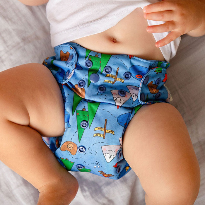 Animals and Insects: Essentials Pocket Cloth Diaper with Athletic Wicking Jersey, Grows with your Baby