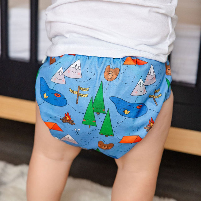 Animals and Insects: Essentials Pocket Cloth Diaper with Athletic Wicking Jersey, Grows with your Baby