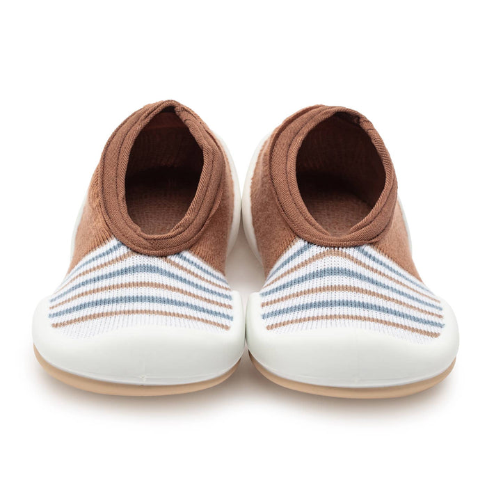 Flat Striped Brown Baby Crib Shoes