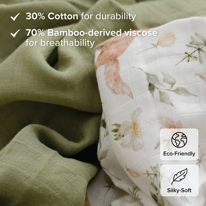 Sage Green & Forest Muslin Swaddle Blankets Set