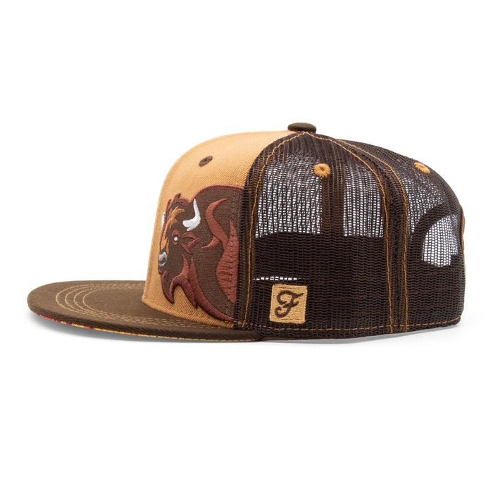 Kids Bison Flat Bill Hat Brown