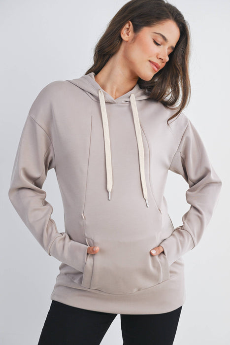 Long Sleeve Maternity Nursing Front Zipper Hoodie