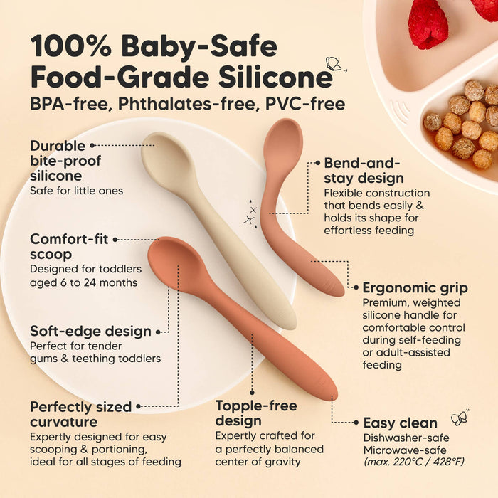 3-Pack Prep Silicone Baby Spoons for Toddlers 6-24 months