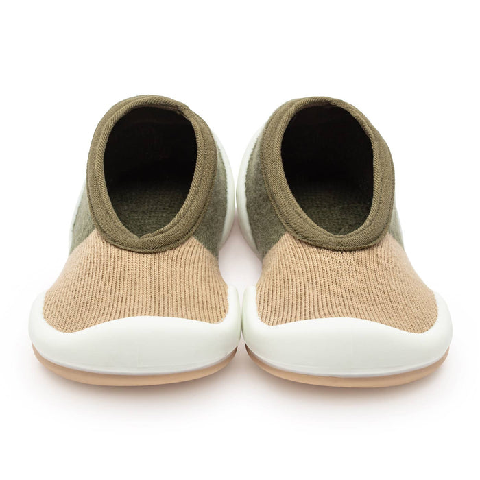 Beige & Olive Color Block Baby Crib Shoes
