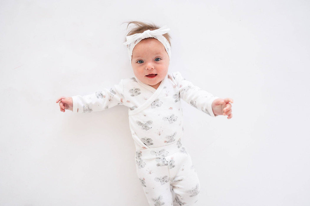 Baby Elephant Organic Wrap Bodysuit & Footed Pant Set