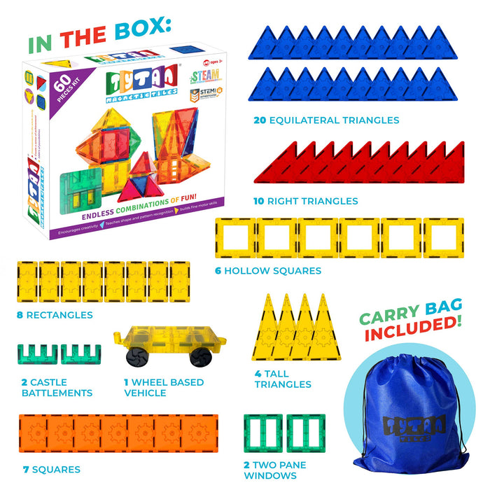 60 Piece Magnetic Tile Building Set