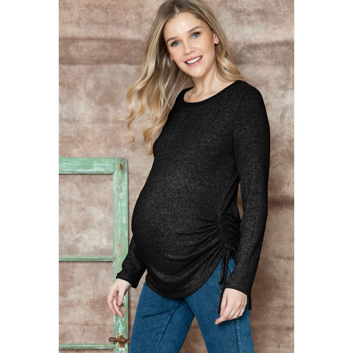 Black Long Sleeve Basic Maternity Top