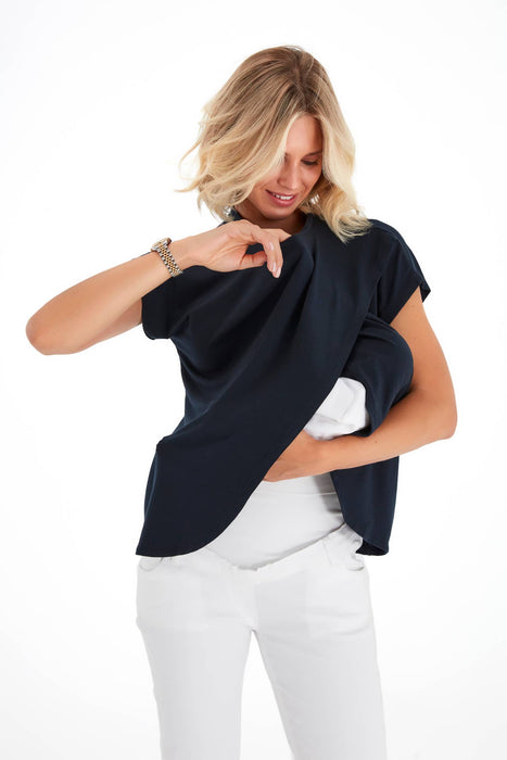 Handy Crossover Short Sleeve Cotton Maternity/Nursing Top
