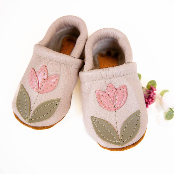 Tulip on Oyster Leather Shoes Moccs Baby and Toddler
