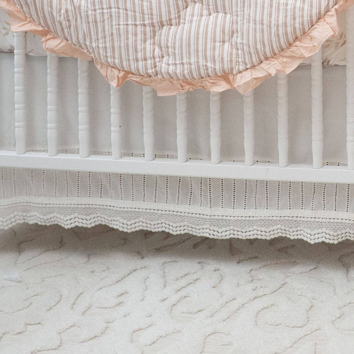 Off-White Lace Scallop Crib Skirt