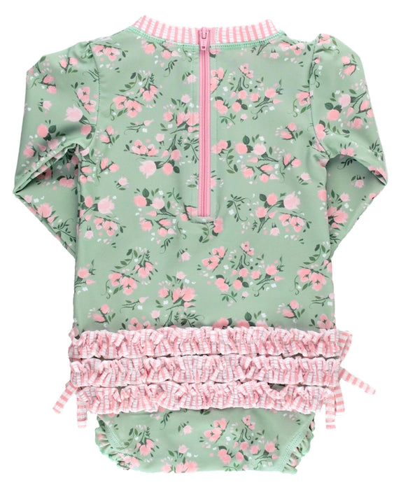 Tea Roses Long Sleeve Rash Guard Swim Suit