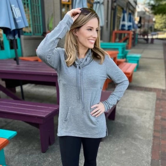 Heather Gray French Terry Tunic Nursing Pullover