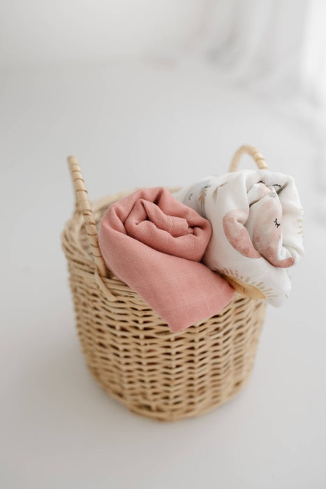 Clouds & Pink Muslin Swaddle Blankets Set